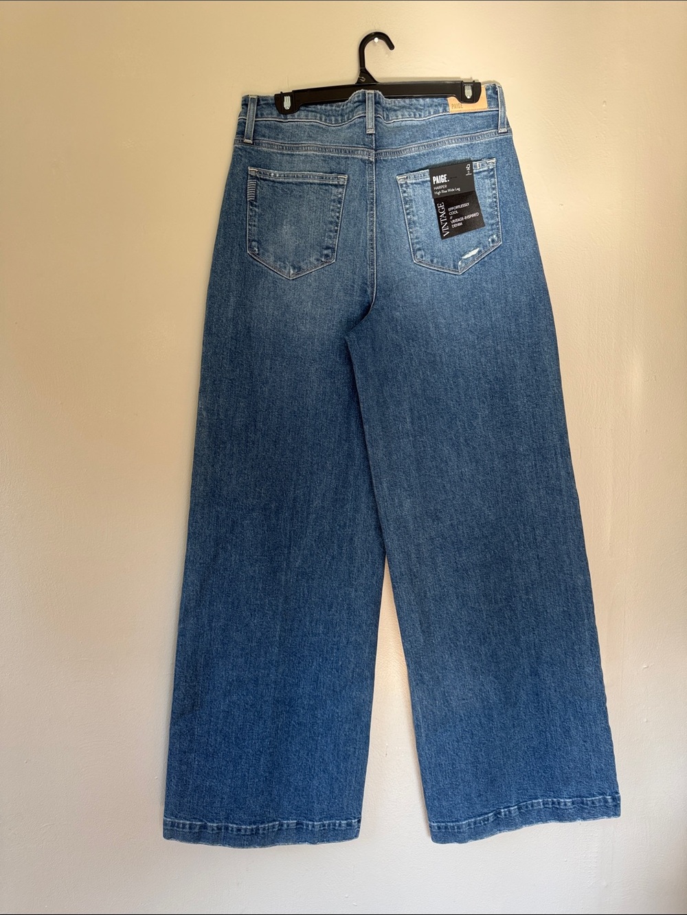 NWT PAIGE Harper Wide Leg Jeans in Art Piece Distressed 31 - Picture 6 of 7